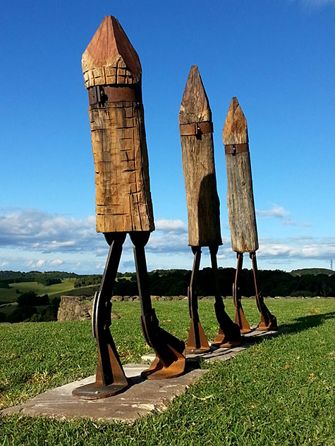 ‘The-Hard-Yards’-Hardwood-timber-and-mild-steel ‘The-Hard-Yards’ by Michael Purdy -- Hardwood-timber-and-mild-steel sculpture