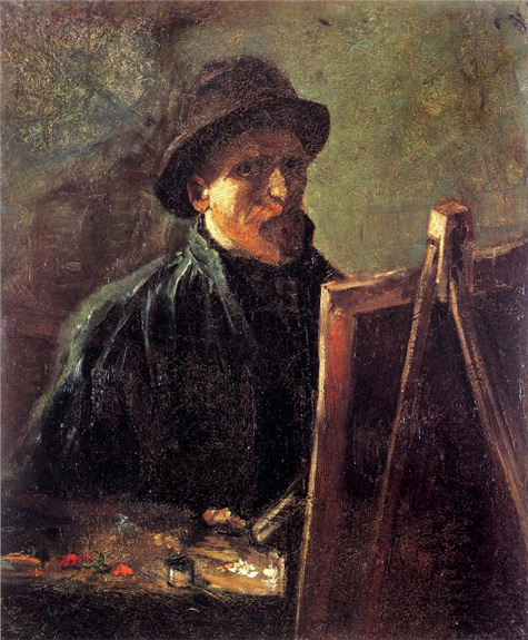 van-gogh-self-portrait-475x575 02.-1886-Self-Portrait-with-Dark-Felt-Hat-at-the-Easel-oil-on-canvas-46.5-x-38