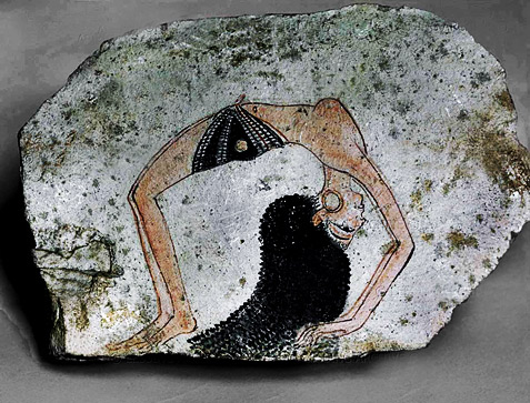 egyptian-wall-relief-art-477x363 Egyptian Yoga wall relief art of an Egyptian girl doing stretching pose