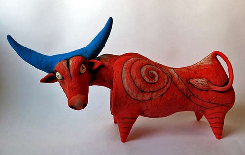 Inna-Olshansky-ceramics-israel Inna-Olshansky red ceramic bull