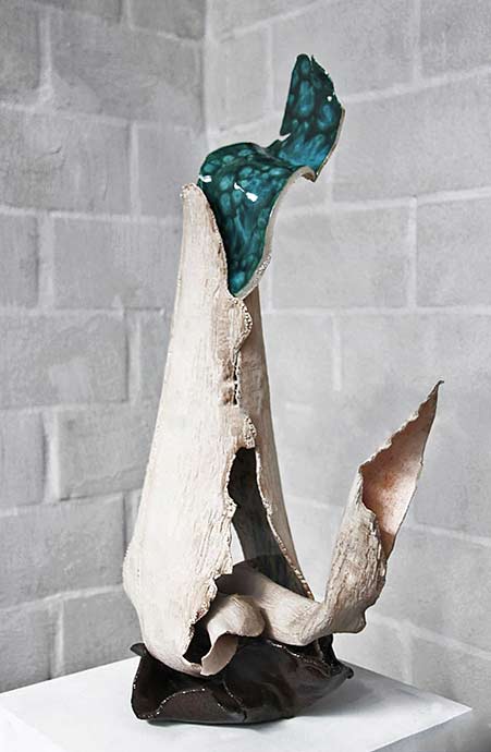 Belgian Harvey Bouterse ceramic sculpture with internal green glaze