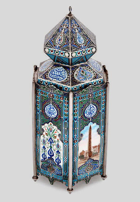 very_rare_antique_russian_islamic_style_silver_and_enamel_vase Antique Russian Islamic style silver and enamel vase