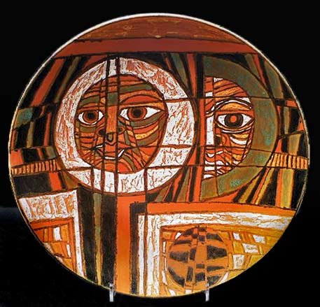 16-inch-studio-plate-by-Tony-Morris Mid Century 16 inch plate - Tony Morris abstract face motifs