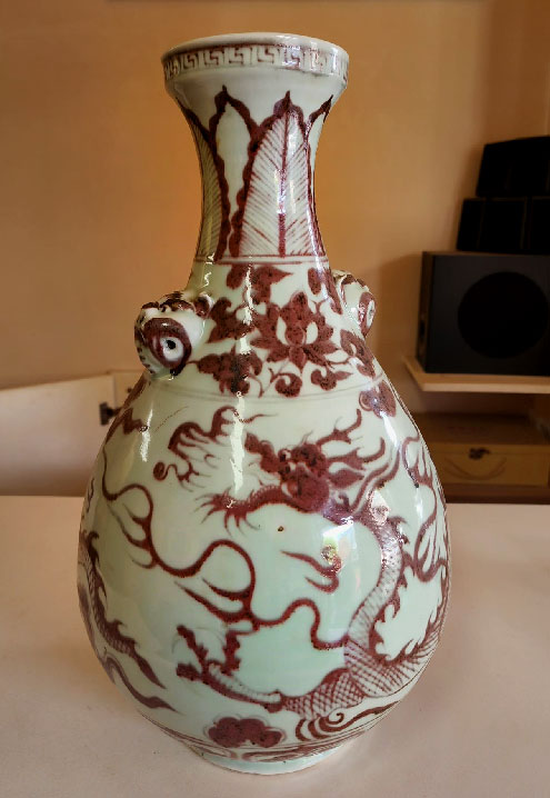 17.3in-China-Porcelain-ming-dynasty-xuande-mark-Underglaze-red-cloud-dragon-Vase 17.3in-China-Porcelain-ming-dynasty-xuande-mark-Underglaze-red-cloud-dragon-Vase