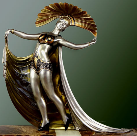 1920-1930-L-Gibert-rare-grd-statue1920-1930---sculpture-art-deco-Femme-Danseus Silver patina bronze Femme Danseus - L Gibert rare grd statue sculpture art deco