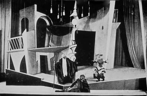 Russian--cubo-futurist-art 1921--Russian--cubo-futurist,-pre-constructivist-production-of-Turandot-at-the-MAT-(Studio)--directed-by-Yevgeny-Vakhtangov,-designed-by-Igor-Nivinsky