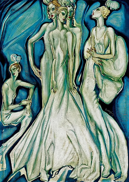 Gyula-Batthyany-painting-1930 Art Deco ladies in satin 1930---Gyula-Batthyany