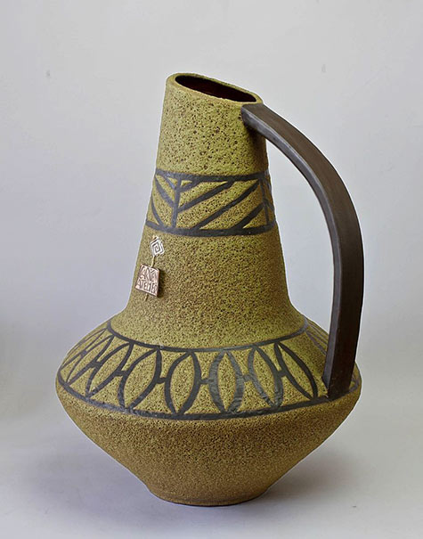 1970s-Large-Green-Lava-Glazed-West-German-Pottery-Floor-Vase-by-Carstens-Atelier 1970s-Large Avacado Green Lava Glazed West-German-Pottery Floor-Vase by Carstens-Atelier