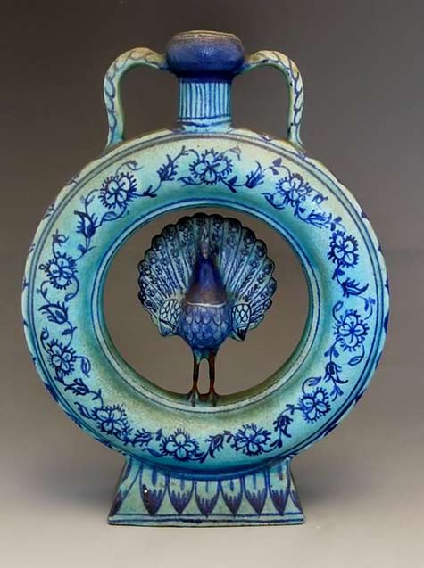 19c-persian-qajar-art-pottery 19c-persian-qajar-art-pottery-vase-with-peacock-round-form-blue-glaze