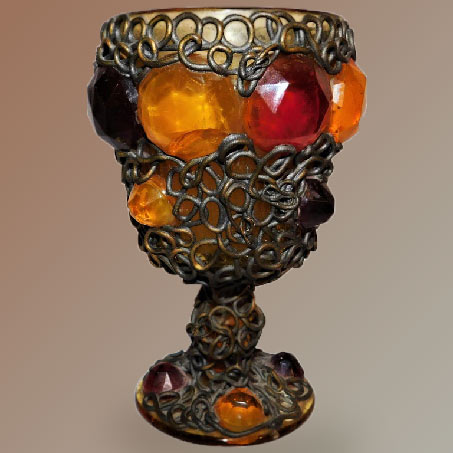 Medieval-Style-Bejeweled-Goblet 1st-dibsOrnate-19th Century Medieval Style Bejeweled Goblet/Chalice