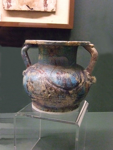 glazed-faience-egypt-pottery-375x500 Glazed Faience Pottery Vessel with two handles Roman Period Egypt