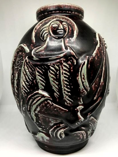 Angel motif vase--jet-nielsen-for-royal-copenhagen Angel motif vase--Jet Nielsen for Royal Copenhagen
