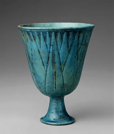 egpyptian-lotus-chalice-379x446 Egyptian footed blue vessel with lotus decoration