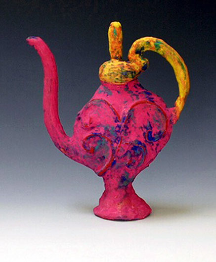 Linda Hoffhine-teapot shockin pink teapot -- Linda Hoffhine