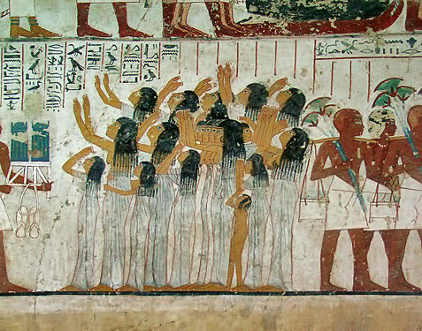 grieving-women-egypt-relief-477x375 Egyptian wall relief of women at a funeral