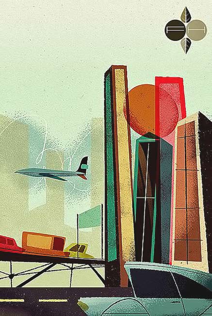 50's-poster-art Fifties travel poster classic design