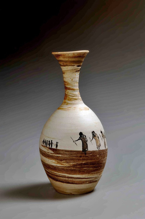 zhou-xiaoping-ceramic-vase-475x716 Zhou Xiaoping baluster vase flared neck brown and white