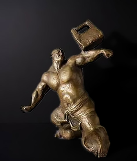 bronze-muscle-man-sculpture Bronze Muscle Man lifting a weight