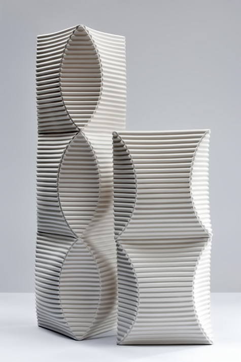keith-Varney-geometric-ceramic-sculptures 7_ceramic_sculpture'Enfold-2-&-3'---hand-built-porcelain-sculptural-vessels