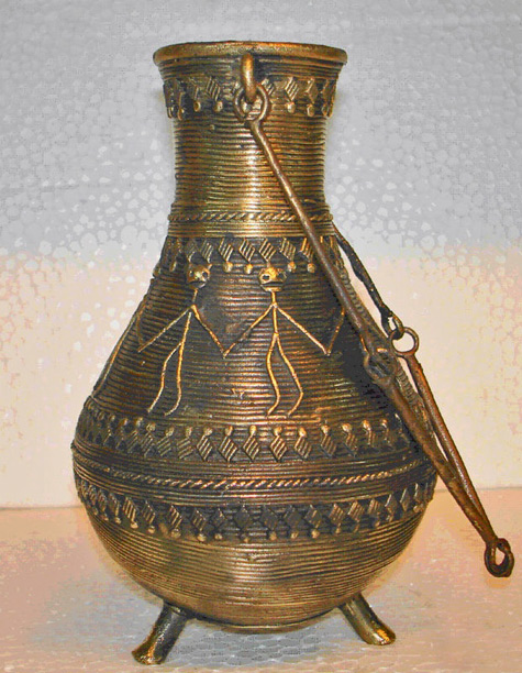 dhokra-vessel-475x612 Antique Dhokra vessel with handle