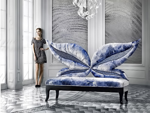 SICIS-contemporary-sofa Sofa Madame Butterfly 1 - blue and whits sofa with butterfly wings