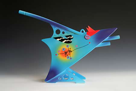 Richard Godfrey-streamlined-teapot Richard Godfrey polychrome futuristic ceramic teapot