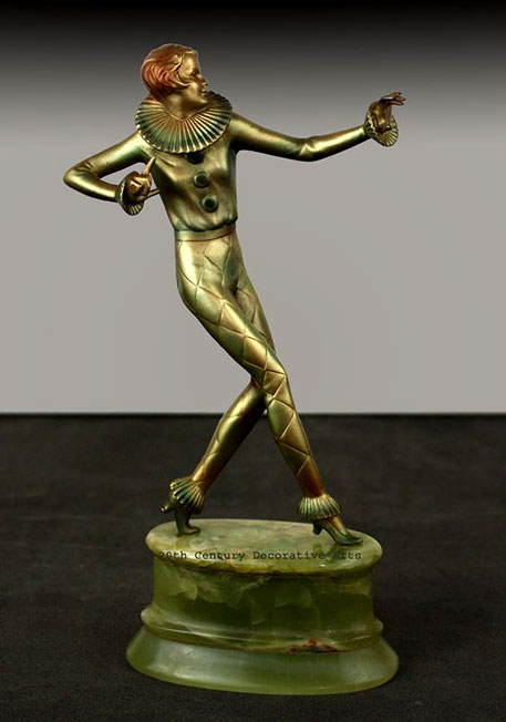 A-Lorenzl-Art-Deco-bronze-harlequin-dancer,-Vienna-1930s A Lorenzl Art Deco bronze harlequin dancer, Vienna 1930s