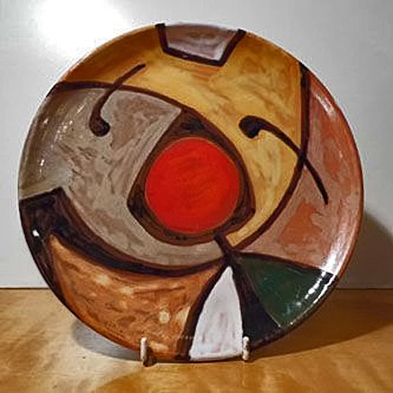 Martine-Azuma-Vallauris-cubist-plate A-pair-of-Cubist-plates-by-Martine-Azuma,-Vallauris-France-c1960.-From-Travers-Antiques.-