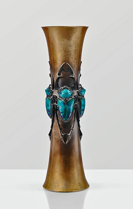 lucien-gaillard-bronze-scarab-vase-433x679 A-PATINATED-BRONZE-VASE-WITH-ENAMELLED-COPPER-DECORATION-BY-LUCIEN-GAILLARD,-1905