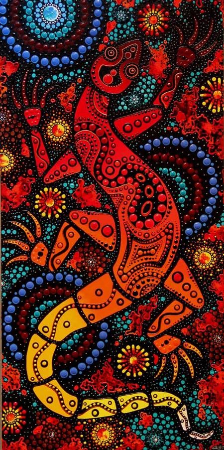Aboriginal Art Chern'ee Sutton - Jurutu Chern'ee Sutton - Jurutu - Painting of a Goanna Lizard