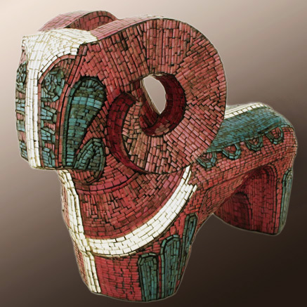 mosaic-ram-sculpture-437x437 Abstract-Ram-Sculpture-Clad-In-Miniature-Glass-Mosaic-USA,-Circa-1970s