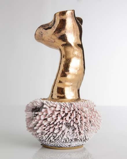 accretion-vase--haas-brothers accretion-vase-by-the-haas-brothers-gold and pastel pink vase