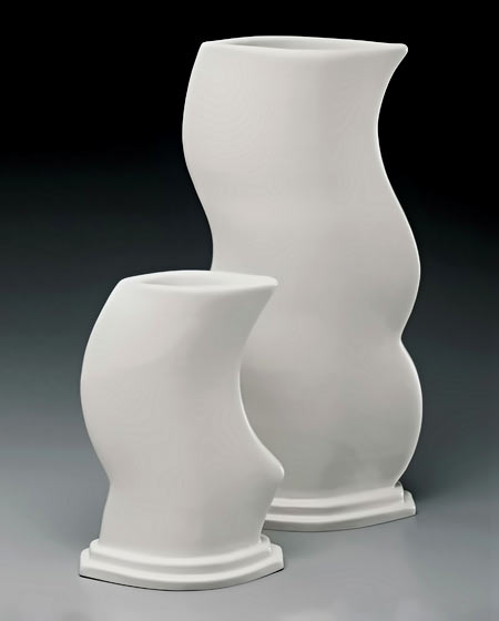 ceramic-vases-Adrienne-Johnson-Conway.jpg Adrienne Johnson Conway- two white ceramic vases with wavy profiles