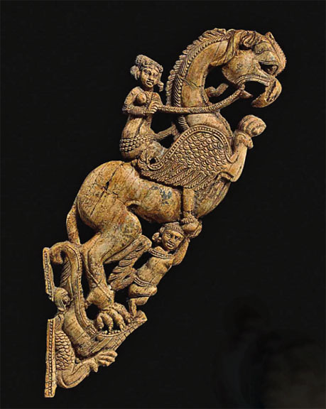Griffon-carving-Afghanistan Griffon wood carving Afghanistan--Forging-Civilizations-Along-the-Silk-Road