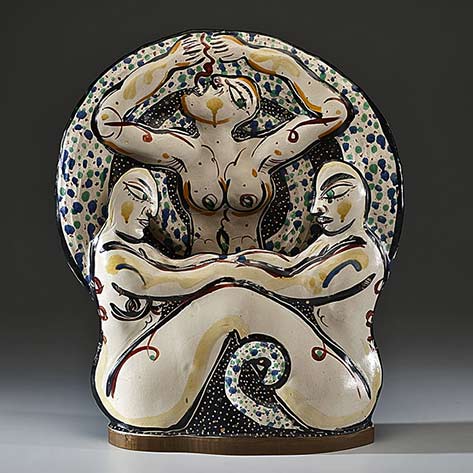 Akio-Takamori-(1950,-Japan) Sculpture of three naked females