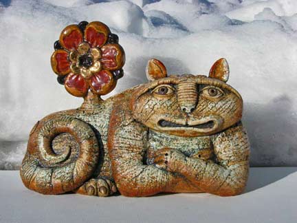 Alexey-Illarionov-russian-sculpture Alexey-Illarionov-ceramic reclining cat