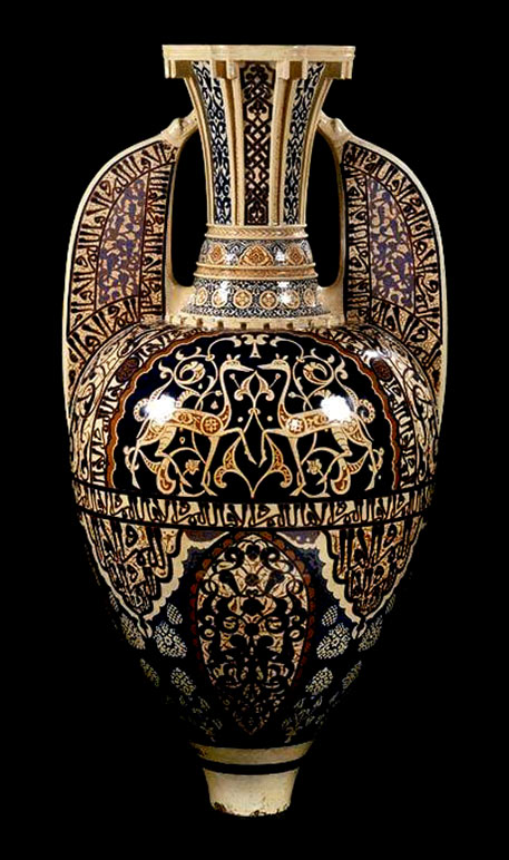 Alhambra-Vase,-by-Théodore-Deck Alhambra Vase, by Théodore Deck, Paris, 1862. Earthenware, inlaid with colored clays & painted.