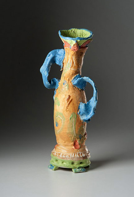 Alice-Federico-ceramic-vase Skewed ceramic vase with blue handles - - Alice Federico