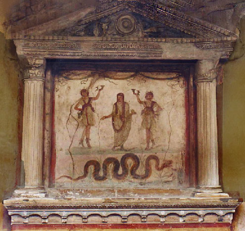 Altar-at-the-Casa-dei-Vettii Altar at the Casa dei Vettii in Pompei. Larario