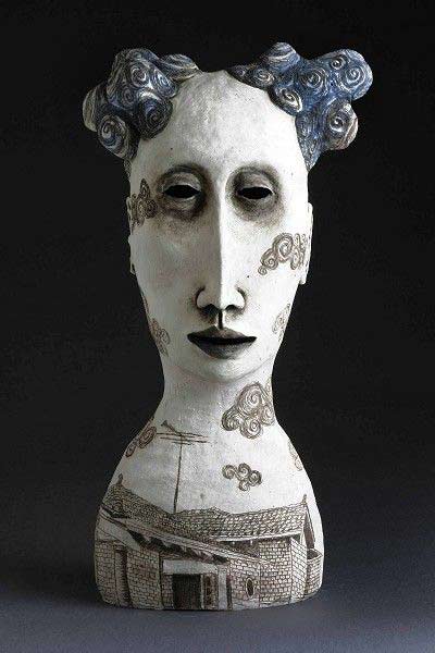 amanda-shelsher-ceramic-female-bust amanda-shelsher-bloom-2009 Quirky bust of a female