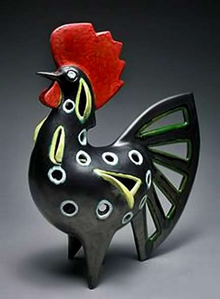 Amazing-Italian-Art-Pottery-Mid-Century-Modern-Rooster-Fantoni-Raymor Marcello Fantoni mid century ceramic rooster