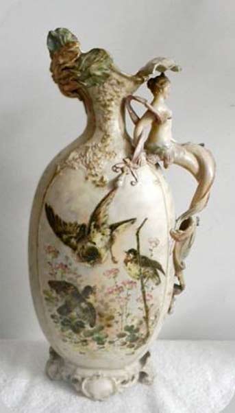 mermaid-handle-pitcher/vase-amphora Amphora-Art-Nouveau-LARGE-art-pottery-vase-with-mermaid