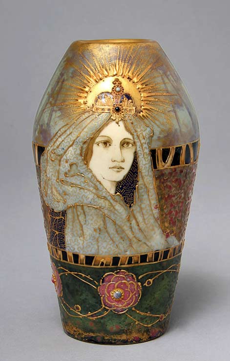 Art-Nouveau-vase-amphora Amphora face motif ovoid vase - -Philip-Chasen-Antiques