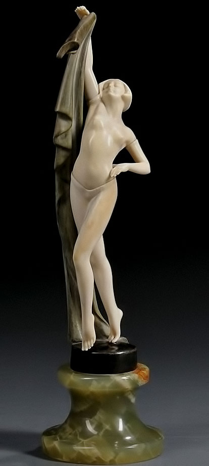 Art-Deco-bronze-and-ivory-figure-by-J-Ulrich An-Art Deco bronze and ivory figure by- J Ulrich,Austria-1930
