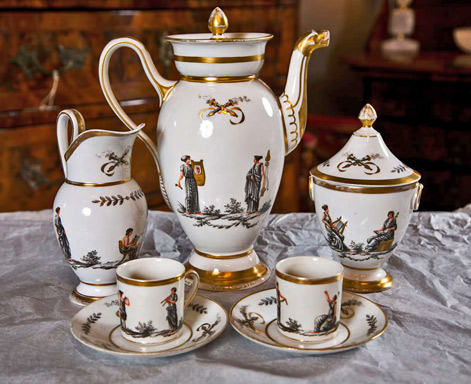 French-porcelain-coffee-set An-Early-19th-Century-French-Paris-Porcelain-Coffee-Set---1820-to-1850-Martinoja-Antiques-Stamford-CT