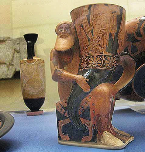 greek-rhyton-with-dionysus-477x500 Ancient Greek Pottery - Rhyton with Dionysus---the god of wine