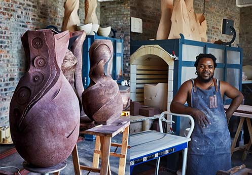 andile-dyalvane-ceramic-artist-ZA andile-dyalvane in his Cape Town studio