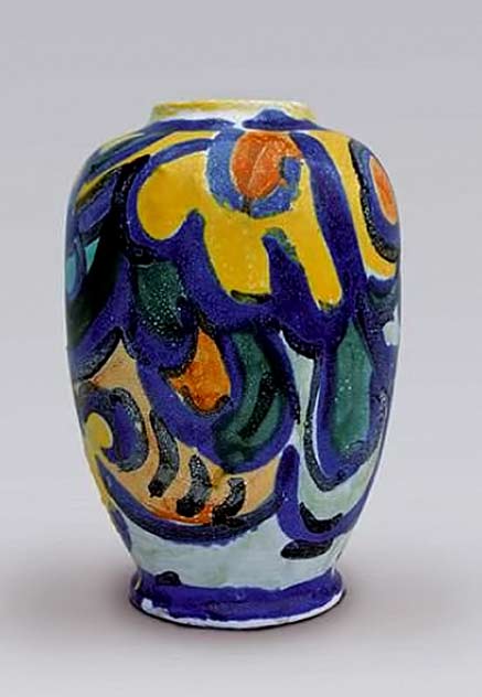 André-METTHEY-(1871-1921)-&Maurice-de-VLAMINCK-(1876-1958)-Ceramicvase-with-ovoid-body-and-small-round-annular-neck André-METTHEY-(1871-1921)-&Maurice-de-VLAMINCK Fauvist vase