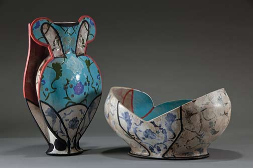 andrea-gill-vase-and-bowl-2013 with turquoise highlights