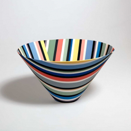 andreas-steinemann-ceramic-art andreas-steinemann-ceramic-conical bowl polychrome stripes